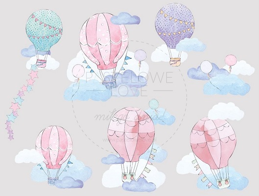 Naklejka na ścianę - balony różowe 3