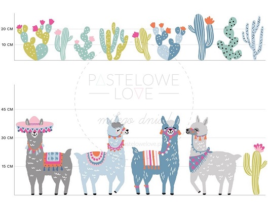 Naklejka na ścianę - lamy pastelowe 4