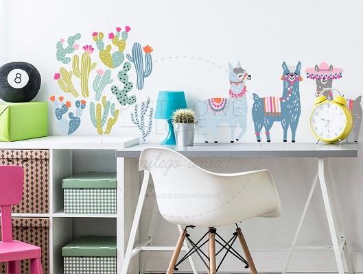 Naklejka na ścianę - lamy pastelowe