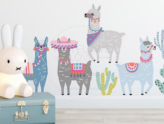 Naklejka na ścianę - lamy pastelowe 3