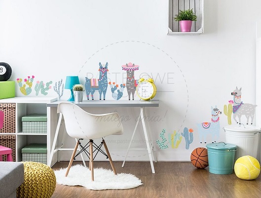 Naklejka na ścianę - lamy pastelowe 1