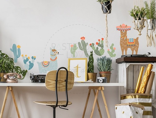 Naklejka na ścianę - lamy brązowe 1