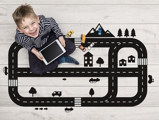 Naklejka na podłogę - tor dla aut