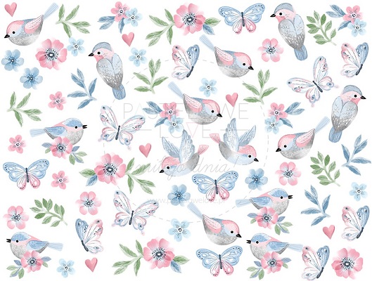 Naklejka na ścianę - ptaszki różowe 3