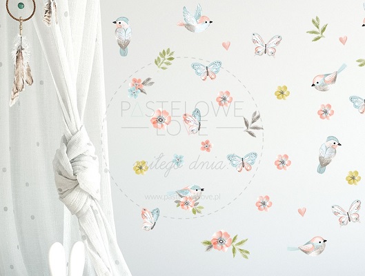 Naklejka na ścianę - ptaszki brązowe 1