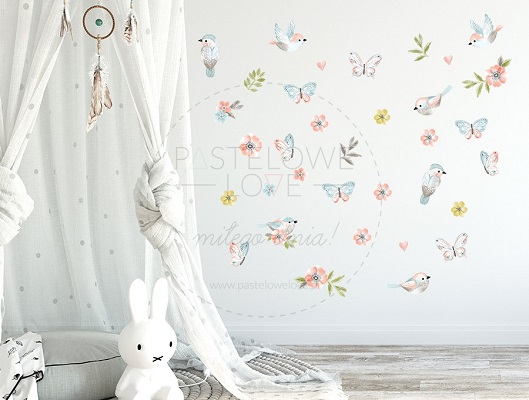 Naklejka na ścianę - ptaszki brązowe 2