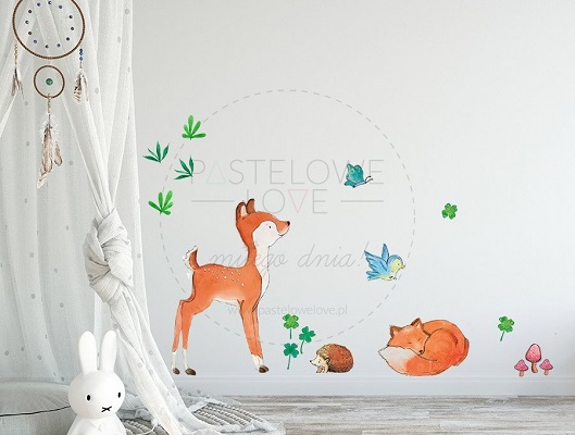 Naklejka na ścianę - leśni przyjaciele 1