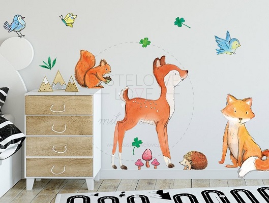 Naklejka na ścianę - leśni przyjaciele