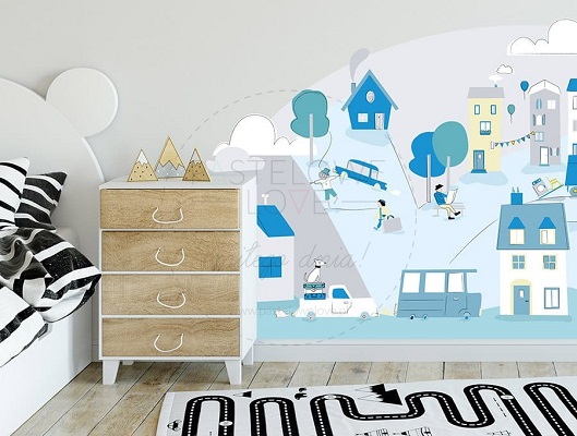 Naklejka na ścianę - miasteczko miętowe