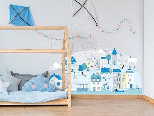 Naklejka na ścianę - miasteczko miętowe 1