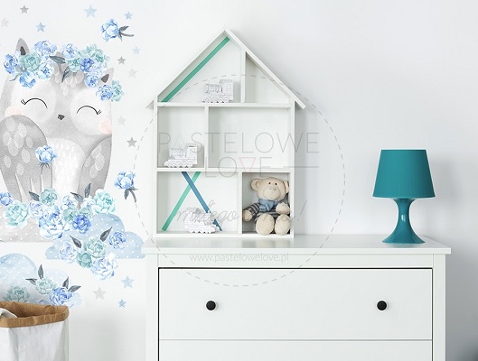 Naklejka na ścianę - sowa niebieska 2