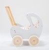 Drewniany wózek dla lalek pchacz RETRO biały z naturalnym drewnem 5