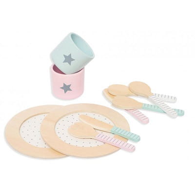 Zestaw obiadowy, drewniane naczynia Jabadabado 1