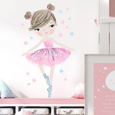 Naklejka na ścianę - baletnica różowa