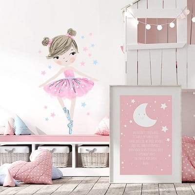 Naklejka na ścianę - baletnica różowa 1