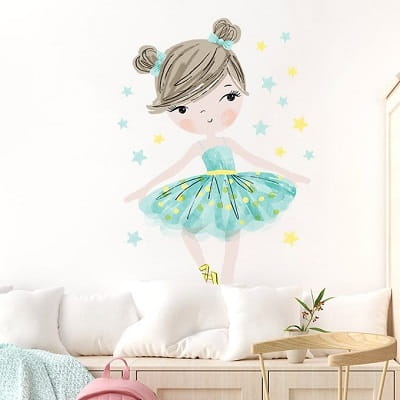 Naklejka na ścianę - baletnica miętowa