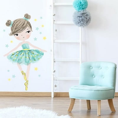 Naklejka na ścianę - baletnica miętowa 1