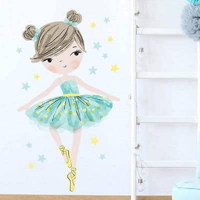 Naklejka na ścianę - baletnica miętowa 2