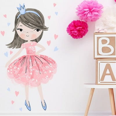 Naklejka na ścianę - księżniczka różowa