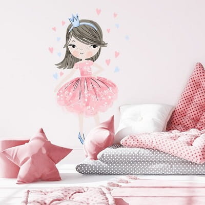 Naklejka na ścianę - księżniczka różowa 1