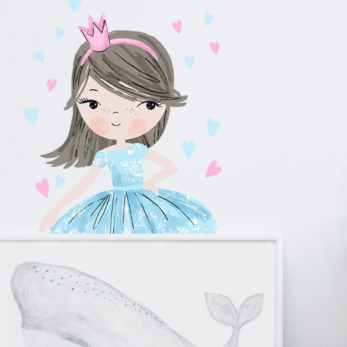 Naklejka na ścianę - księżniczka niebieska 2