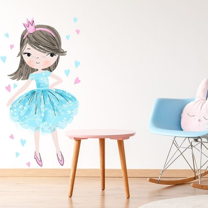 Naklejka na ścianę - księżniczka niebieska 1