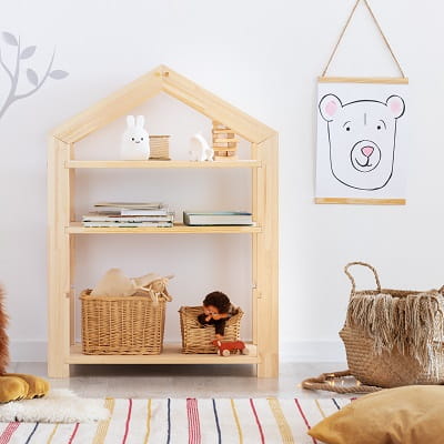 Drewniany regał w kształcie domku 40x60 cm