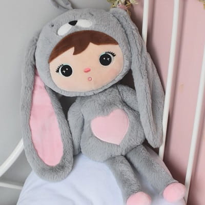 Lalka Metoo Królik szaro różowy