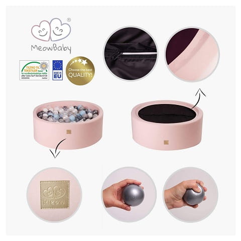 Suchy basen z piłeczkami (200 szt) pudrowy róż MeowBaby 7