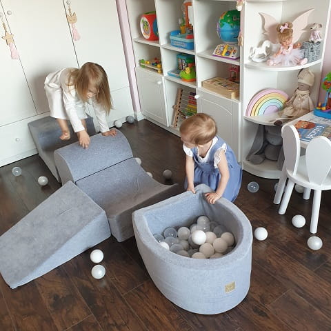 Piankowy zestaw do zabawy z basenem 100 piłek, jasnoszary MeowBaby 4