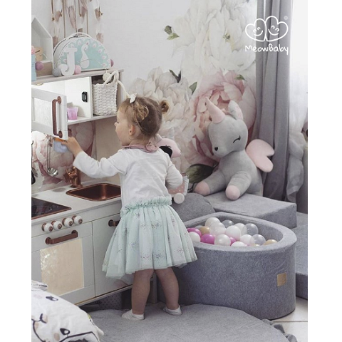 Piankowy zestaw do zabawy z basenem 100 piłek, jasnoszary MeowBaby 2