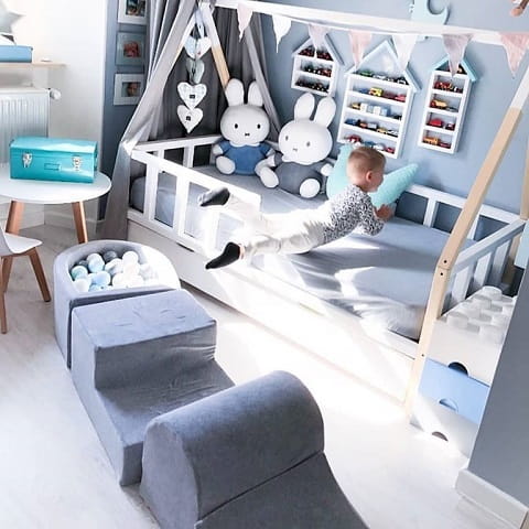 Piankowy zestaw do zabawy z basenem 100 piłek, jasnoszary MeowBaby 5