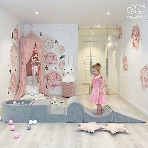 Piankowy zestaw do zabawy z basenem 100 piłek, jasnoszary MeowBaby