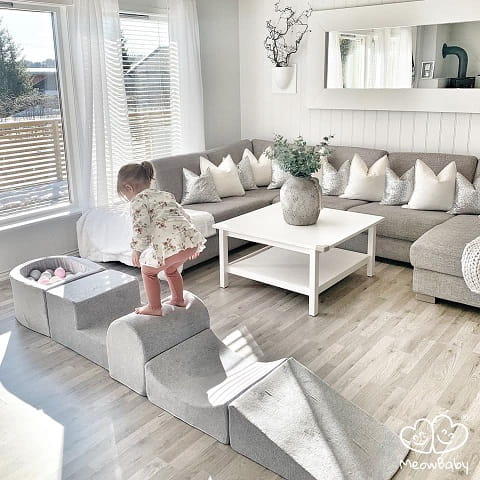 Piankowy zestaw do zabawy z basenem 100 piłek, jasnoszary MeowBaby 1