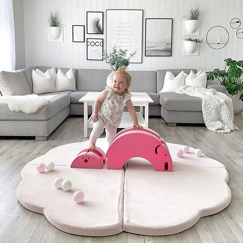 Mata do Zabawy Chmurka składana jasnoróżowa 1