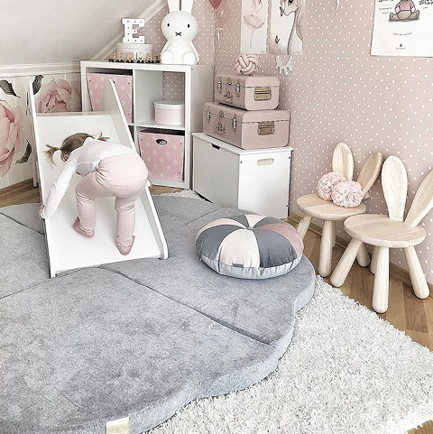 Mata do Zabawy Chmurka składana jasnoszara 1