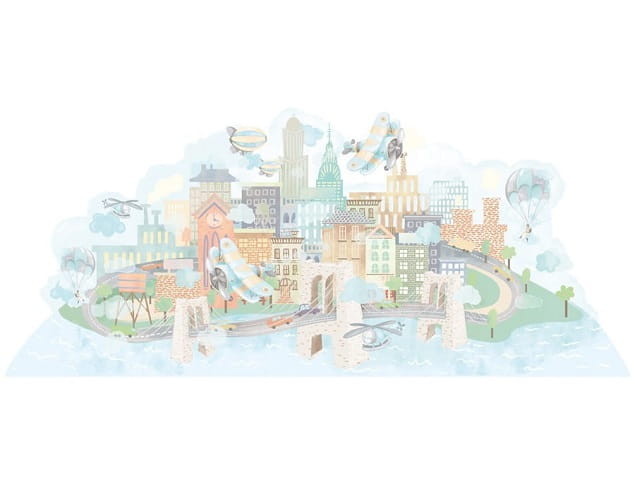 Naklejka na ścianę - miasteczko samoloty 3