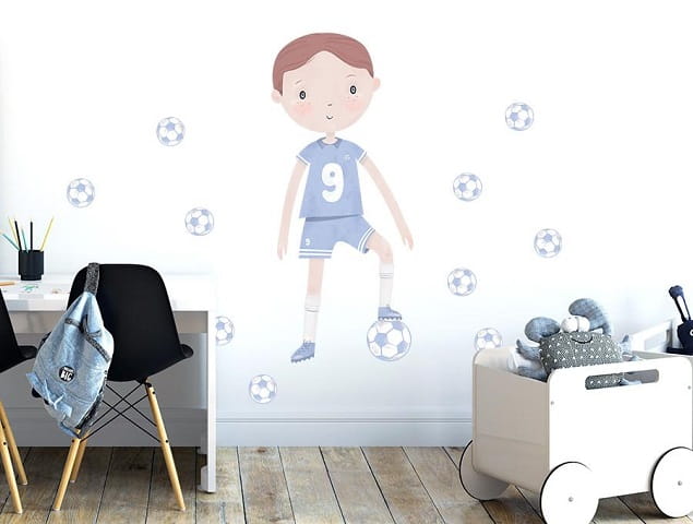 Naklejka na ścianę - piłkarz niebieski 1
