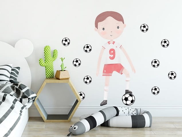 Naklejka na ścianę - piłkarz czerwony