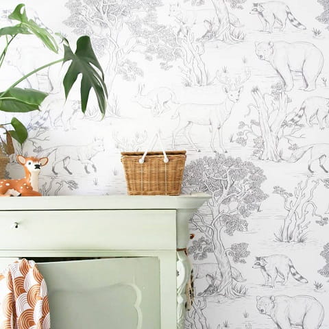 Tapeta dziecięca Animals White Zwierzęta 4