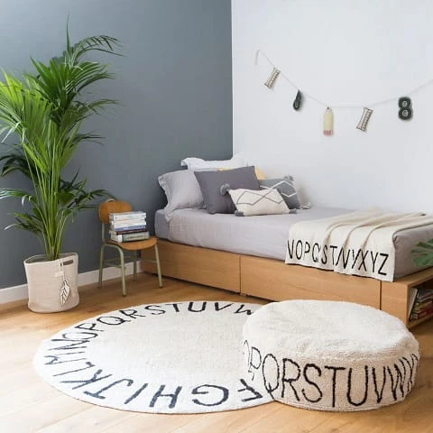 Lorena Canals Dywan Round ABC Vintage Natural Negro 6