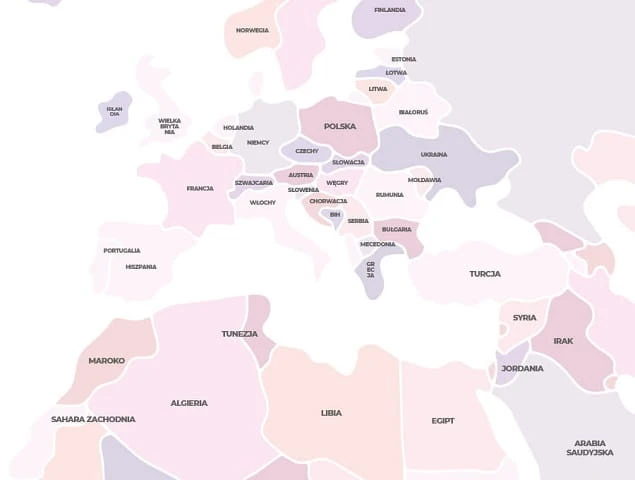 Naklejka na ścianę - mapa świata polityczna różowa 5