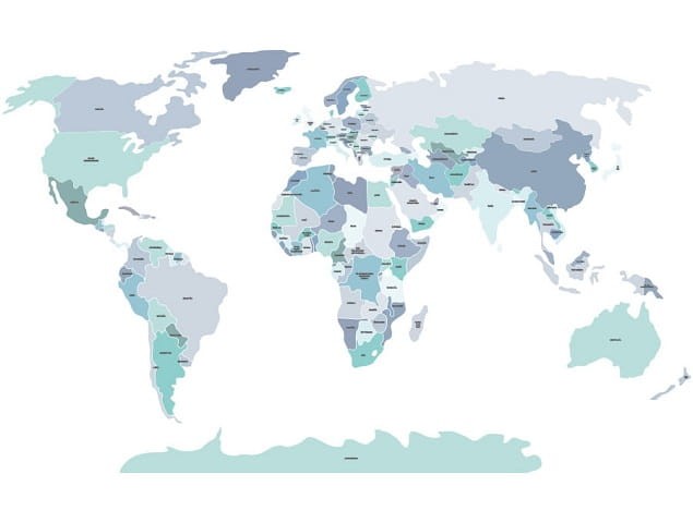 Naklejka na ścianę - mapa świata polityczna niebieska 5