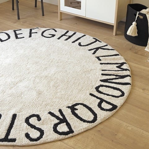 Lorena Canals Dywan Round ABC Vintage Natural Negro 1