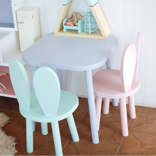 Drewniany stolik + 2 krzesełka Króliczek, Bambooko 3