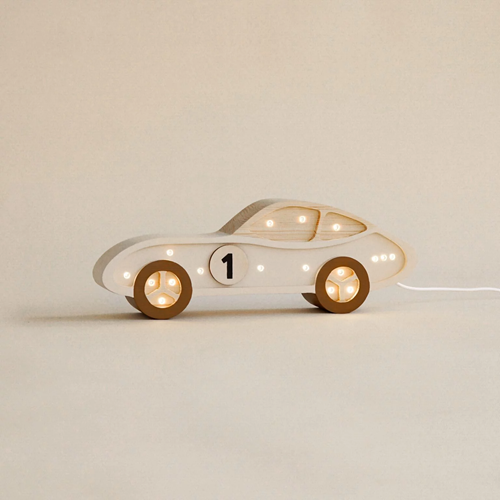 Drewniana Lampka Auto dla dzieci - biały