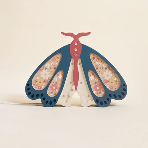 Drewniana Lampka Ćma dla dzieci niebieska