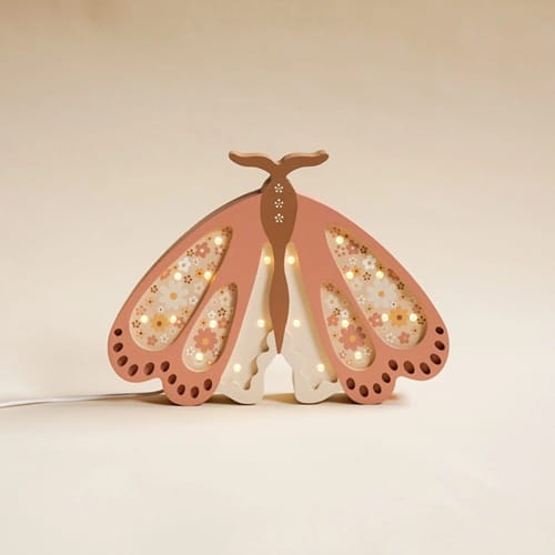 Drewniana Lampka Ćma dla dzieci różowa